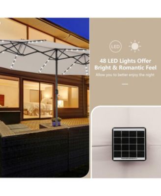 Double-Sided Patio Umbrella with 48 LED Lights for Evening Outdoor Shade