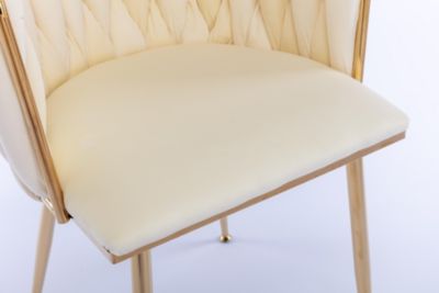 Velvet Dining Chair (Set of 2), Modern Ivory