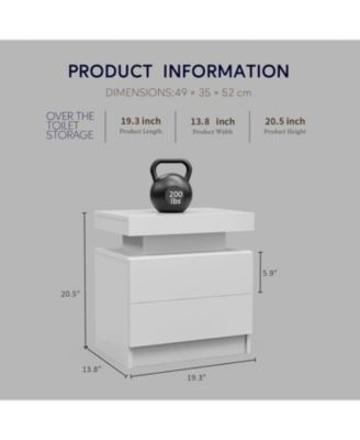 Adjustable LED Nightstand with Shelf and Drawers