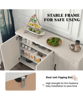 3-Door Buffet Sideboard with Adjustable Shelves and Anti-Tipping Kits