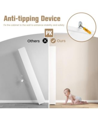 Freestanding Slim Bathroom Cabinet with Drawer and Adjustable Shelves