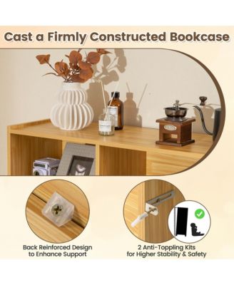 8 Cube 3-Tier Open Wooden Bookshelf Toy Storage Organizer with Anti-toppling Kits