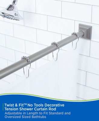 Twist Fit™ No Tools Decorative Shower Curtain Rod, 42-72"