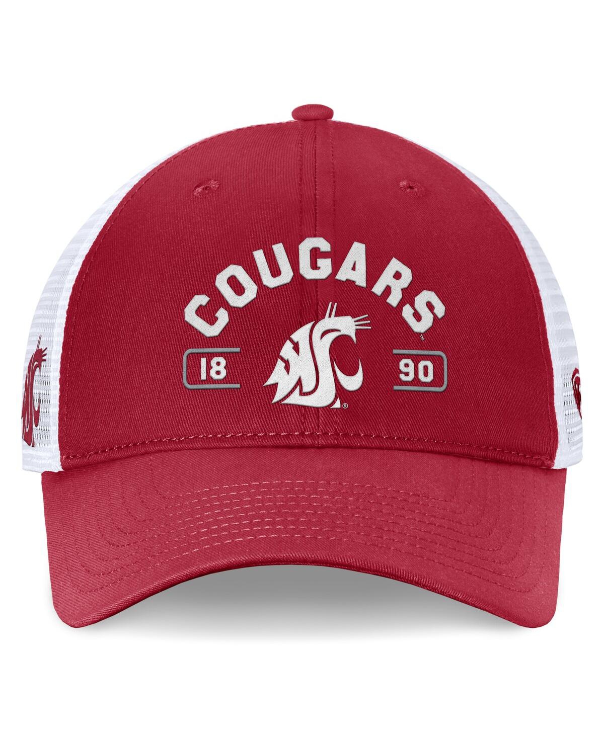 Top Of The World Men's Crimson/white Washington State Cougars Free Kick Trucker Adjustable Hat In Crimson,white