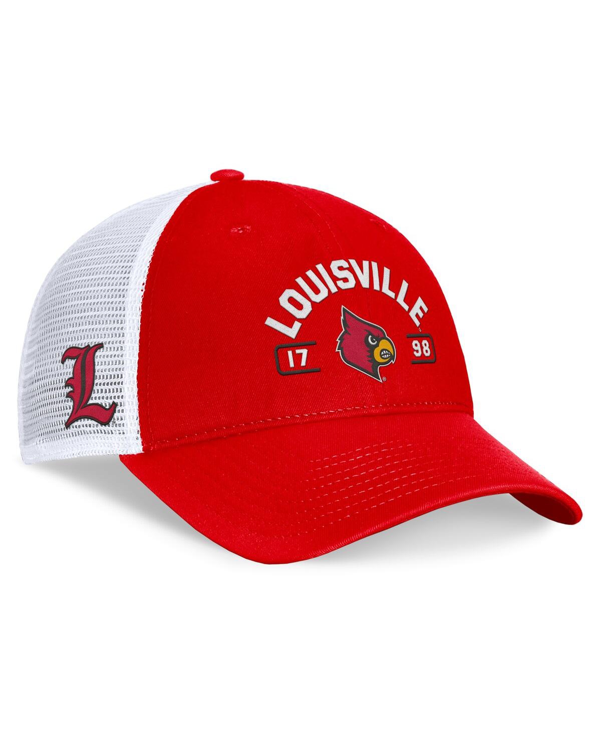Men's Red/White Louisville Cardinals Free Kick Trucker Adjustable Hat - Red, White