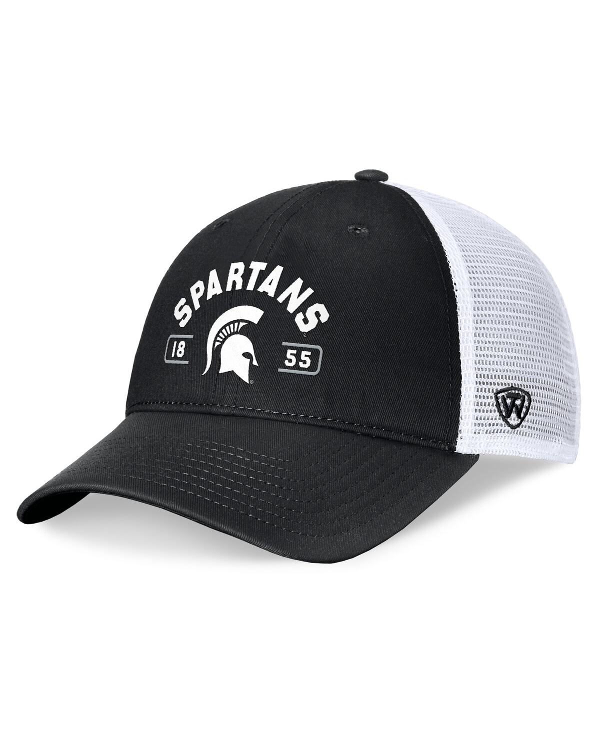 Men's Black/White Michigan State Spartans Free Kick Trucker Adjustable Hat - Black, White