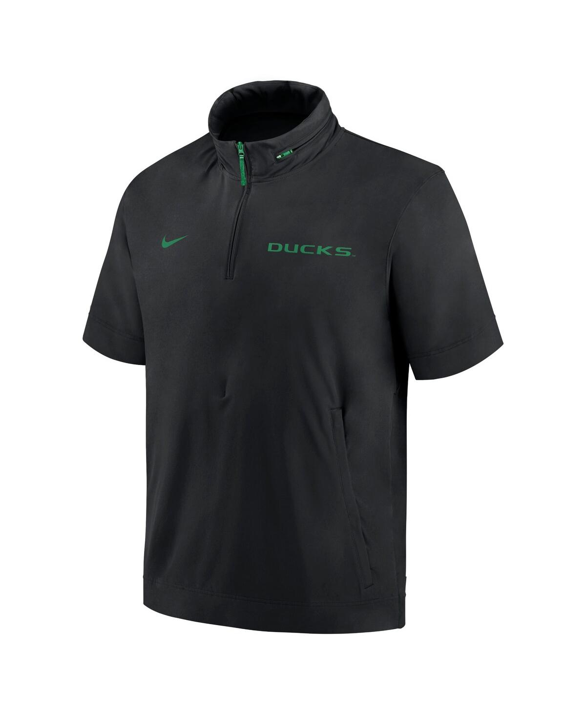 Nike Men'sOregon Ducks 2024 Sideline Coach Short Sleeve Half-Zip Hoodie Jacket - Black, Green