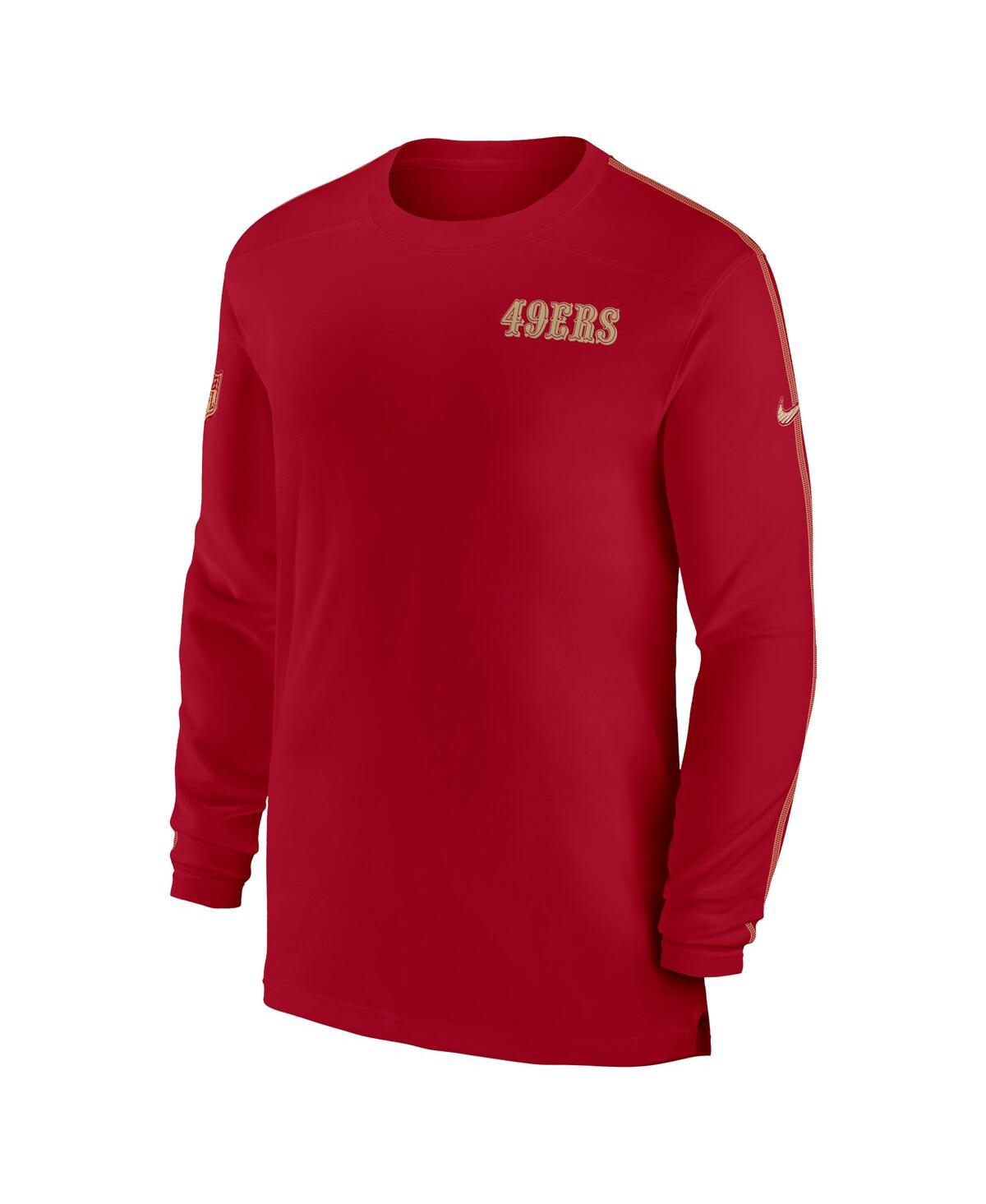 Nike San Francisco 49ers Sideline Coach  Men's Dri-fit Nfl Long-sleeve Top In Scarlet,gold