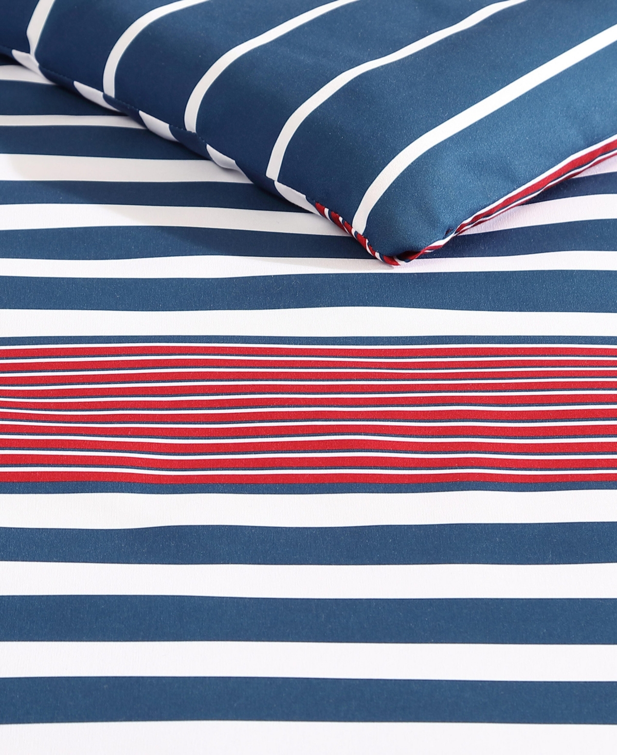 Nautica Kennedy Stripe 3 Piece Comforter Set, King In Blue,white,red