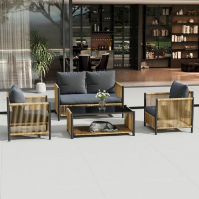 Patio 4 Pieces PE Wicker Sofa Set with Cushion