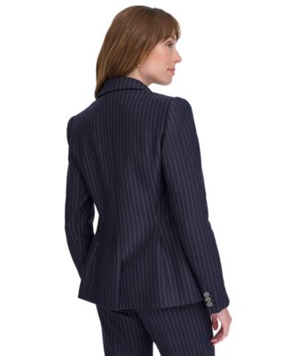 Women's Pinstripe Slim-Fit Single-Button Blazer 