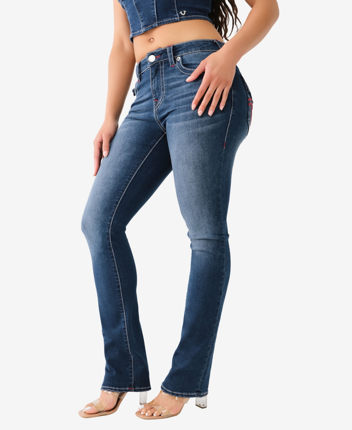 True Women's Billie Flap Ladder Stitch Straight Jean