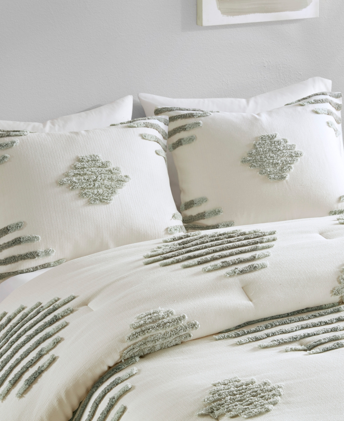 Ink+ivy Tahli Tufted Chenille 3-pc. Duvet Cover Set, King/california King In Green,ivory