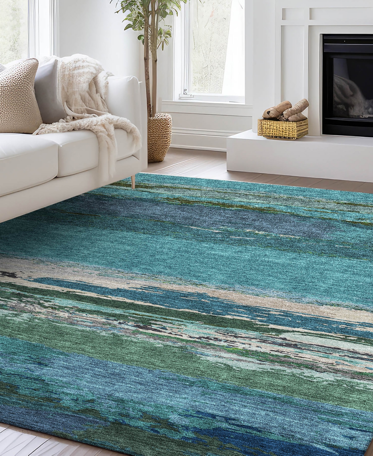 Dalyn Trevi Washable Tv8 8'x10' Area Rug In Teal
