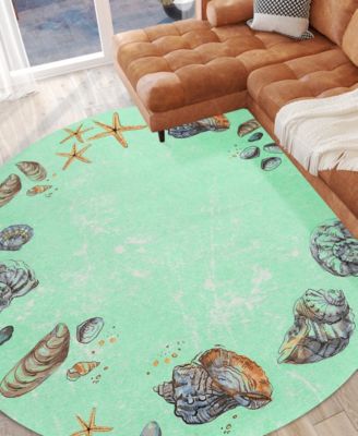 Seabreeze Washable SZ9 8'x8' Round Area Rug