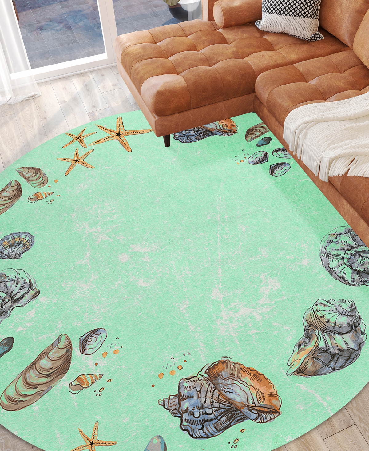 Dalyn Seabreeze Washable Sz9 8'x8' Round Area Rug In Mint