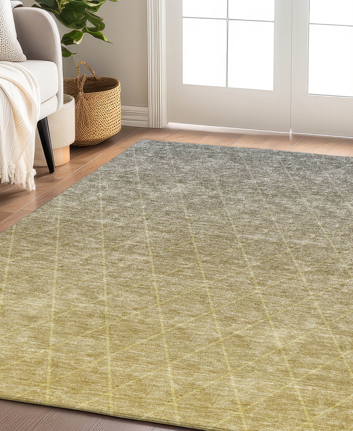 Dalyn Lazio Washable Lz2 2'3"x7'6" Runner Area Rug In Gold
