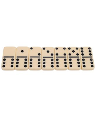 Double 6 Dominoes - Ivory with Black Vinyl Case