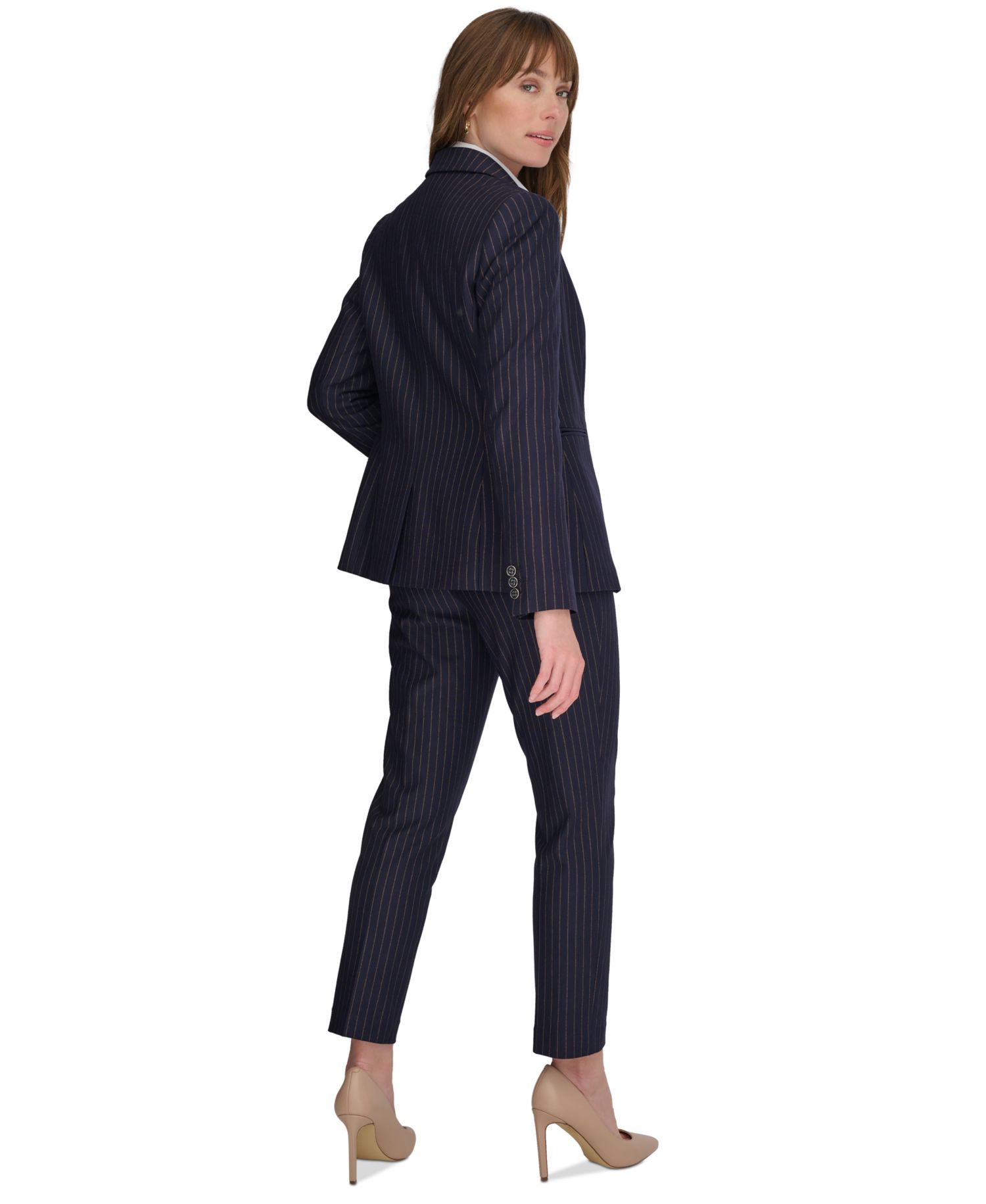 Women's Pinstripe Slim-Fit Single-Button Blazer