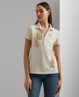 Lauren Ralph Lauren Petite Embroidered Patchwork Polo Shirt Macy s