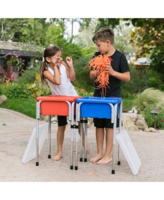 2 Station Square Sand and Water Table with Lids - Seafoam/Turquoise