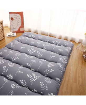 Futon Mattress Full Size, Floral Print Floor Mattress Pad Portable Dorm Sleeping Pad, 54"x 80"