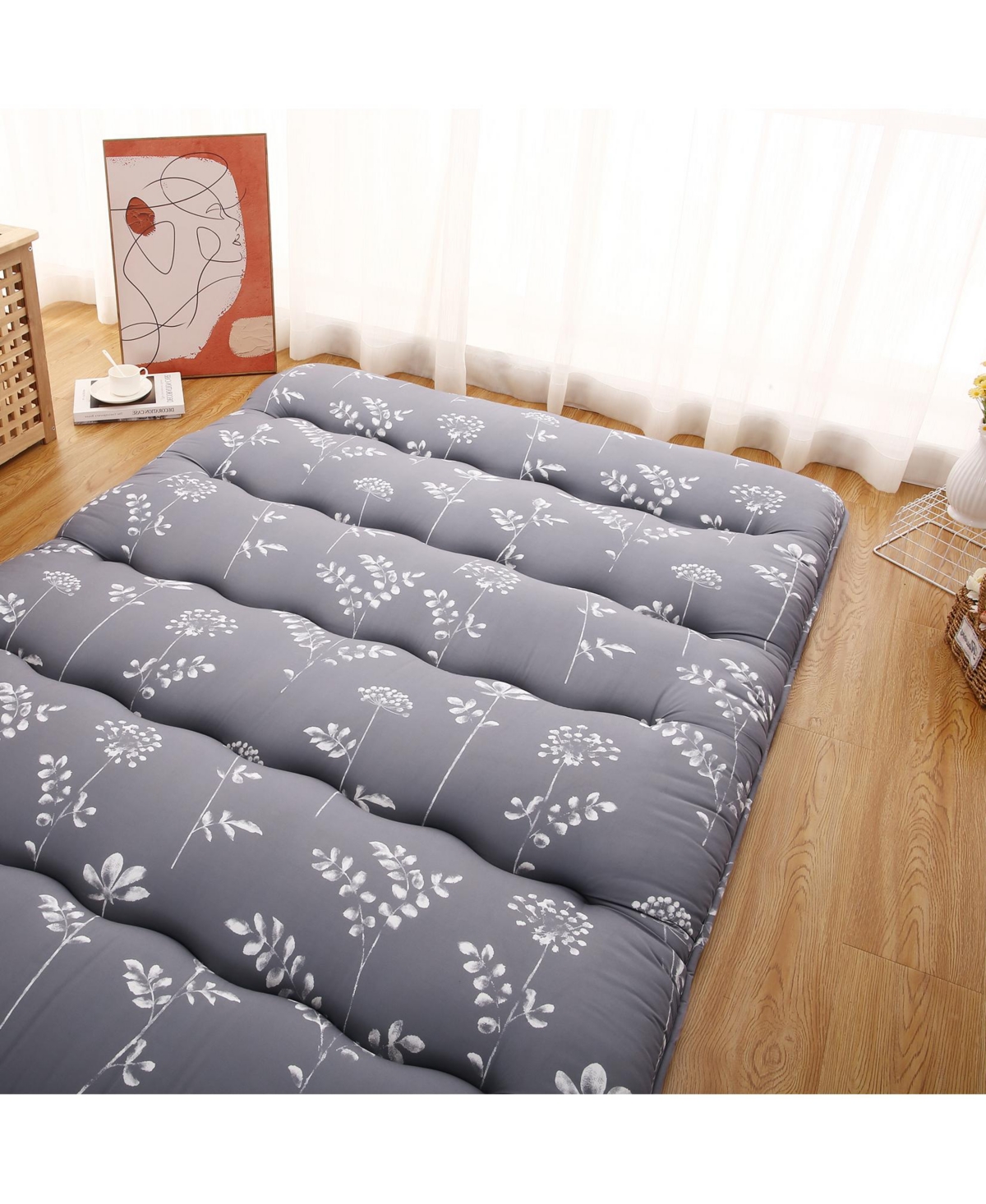 Caromio Futon Mattress Size, Floral Print Floor Mattress Pad Portable Dorm Sleeping Pad, 54
