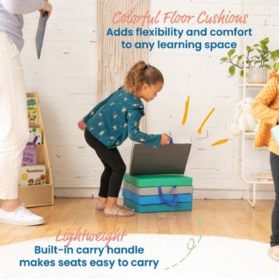 SoftZone Floor Cushions, Round, Assorted, 6-Piece