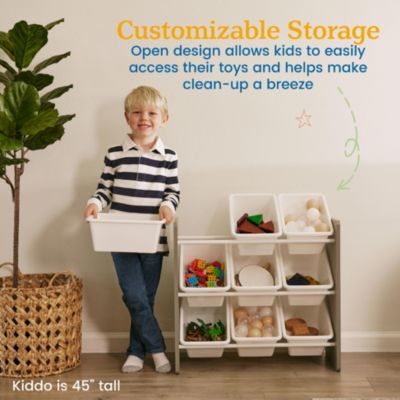 3-Tier Storage Organizer with 9 Bins - Grey/White