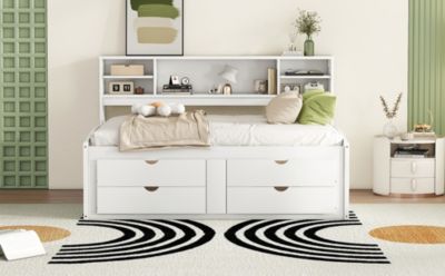 Streamdale White Full-Size Wood Daybed with Cabinet Storage