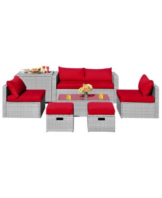 8PCS Patio Rattan Furniture Set Storage Waterproof Cover