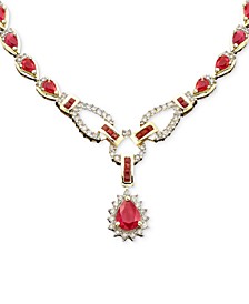 Ruby (11-3/8 ct. t.w.) and Diamond (1-1/5 ct. t.w.)Toggle Necklace in 14k White Gold (Also in Emerald & Sapphire)