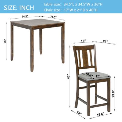 Elegant 5-Piece Solid Wood Counter Height Dining Set