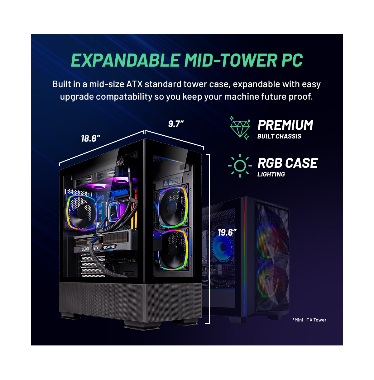 Skytech Gaming Skytech Azure Gaming Pc, Ryzen 7 5700X, Rtx 4070 Ti, 1TB Nvme, 16GB Ram, Win 11 Home, Rgb Keyboard and Rgb Mouse Included