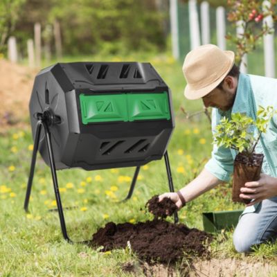 Effortless Dual-Chamber Compost Tumbler for Continuous Composting