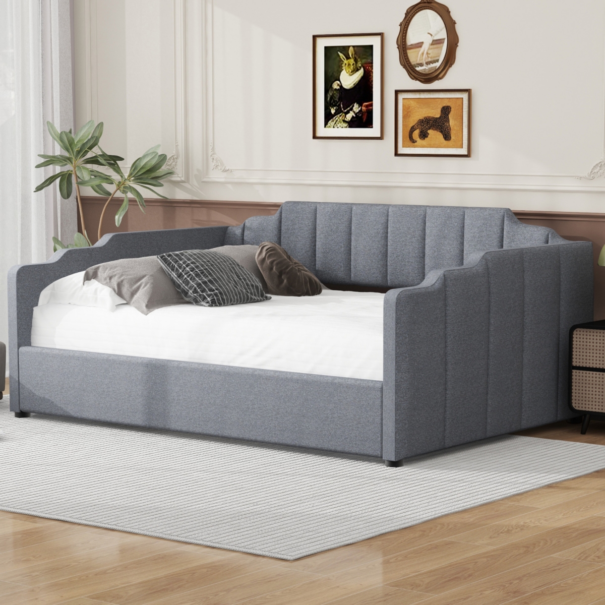 Streamdale Upholstered Daybed with Underneath Storage, Full Size, Gray