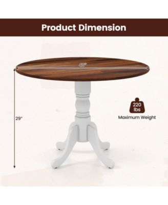 Round Wooden Dining Table with Curved Trestle Legs for Kitchen or Dining Room