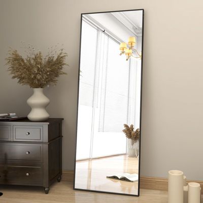 Rectangular Free Stand Mirror 18"x58" in Black