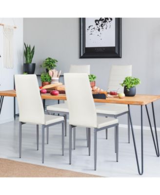 Set of 4 PVC Leather Dining Chairs with Solid Metal Legs for Kitchen or Dining Room