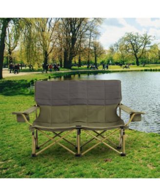 Oversized Camping Chair Folding Loveseat Camping Couch with Cup Holders & Thick Padding