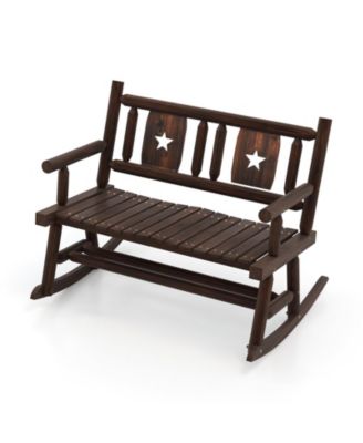 Patio Rocking Bench Double Rocker Chair with Ergonomic Seat 2-Person Loveseat