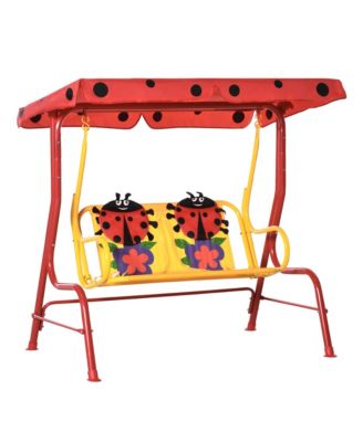 Outdoor Hanging Bench for Kids with Adjustable Roof,