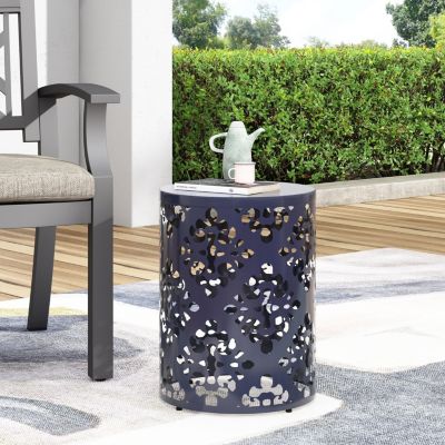 Modern Iron Cut Side Table with Cylindrical Design