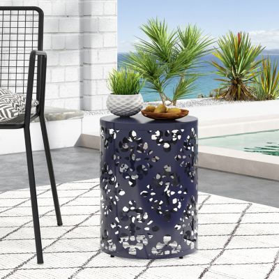 Streamdale Modern Iron Cut Side Table with Cylindrical Design