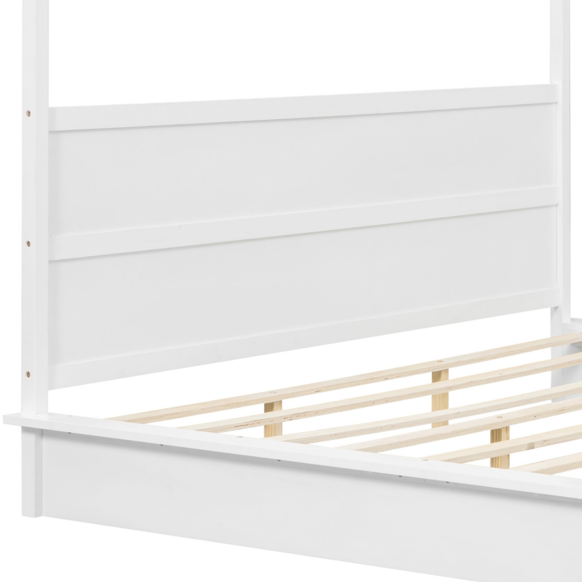 Streamdale Furniture Size Wood Led Canopy Bed, Canopy Platform bed With Support Slats, No Box Spring Needed,Kig