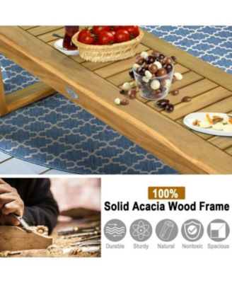 52 Inch Acacia Wood Dining Bench with Slatted Seat