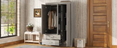 Streamdale 3-Door Mirror Wardrobe with shelves, Gray