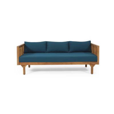 Streamdale Acacia Wood Daybed with Slat Paneling and Water-Resistant Cushions