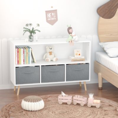 Kids Bookcase with Fabric Drawers & Toy Storage