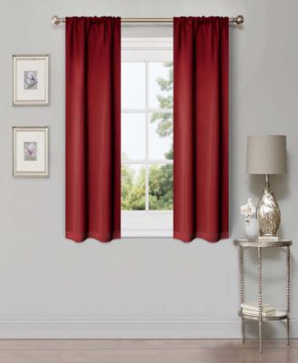 Solid Polyester Room Darkening Rod Pocket Curtain Panels, Set of 2